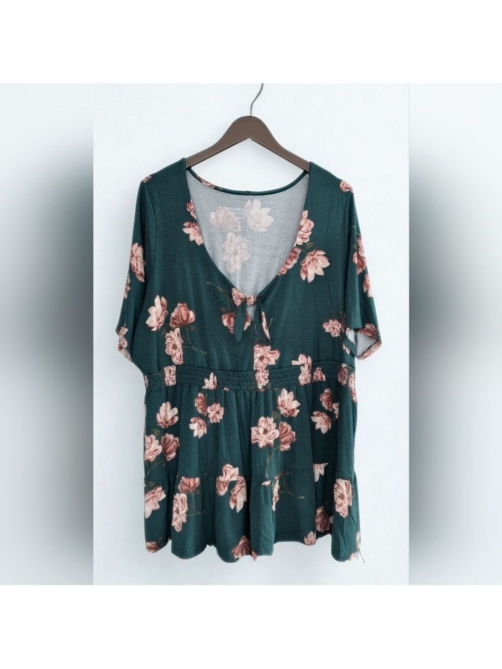 Torrid Green Floral Tie Front Blouse